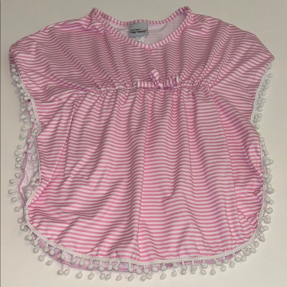 Flap Happy Pink and White Striped Kids Swim Coverup - Picture 1 of 3